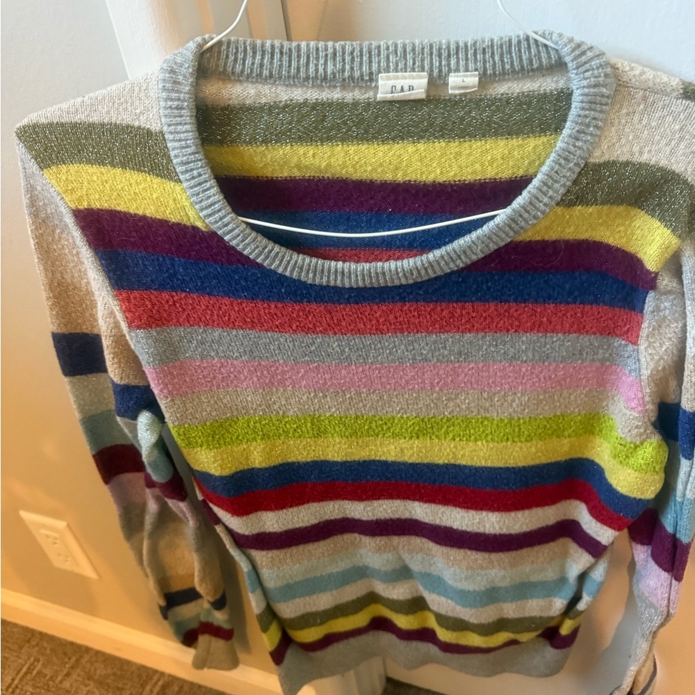 GAP Blue and Green Crew Neck Sweater
